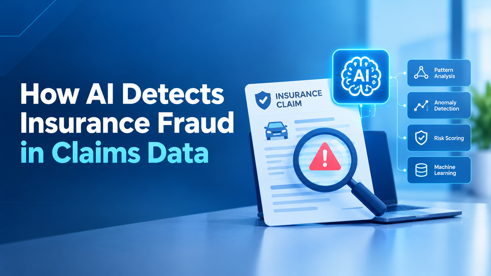 AI insurance fraud detection in claims data illustration